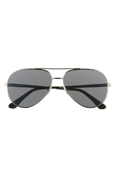 Shop Saint Laurent Classic 11 Zero 60mm Aviator Sunglasses In Silver