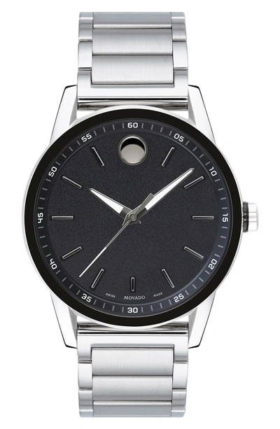 Shop Movado Museum Sport Bracelet Watch, 42mm In Silver/ Black/ Silver