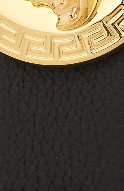 Shop Versace Circular Medusa Leather Belt In Black