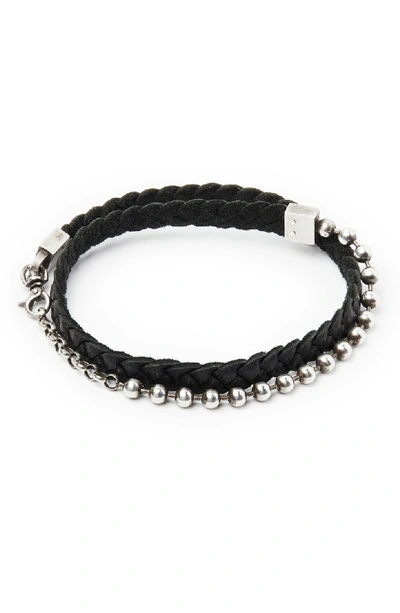 Shop Title Of Work Leather & Sterling Silver Bracelet In Silver/ Black