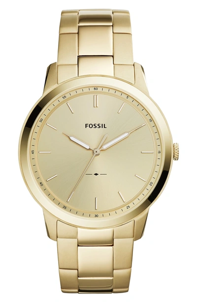 Shop Fossil Minimalist Bracelet Watch, 44mm In Gold