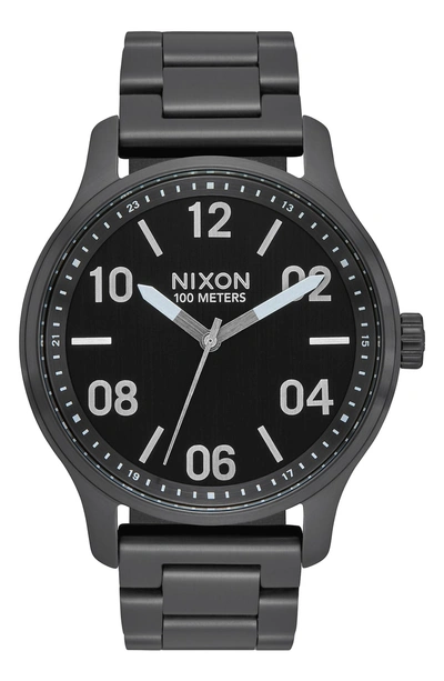 Shop Nixon Patrol Bracelet Watch, 44mm In Black/ Silver