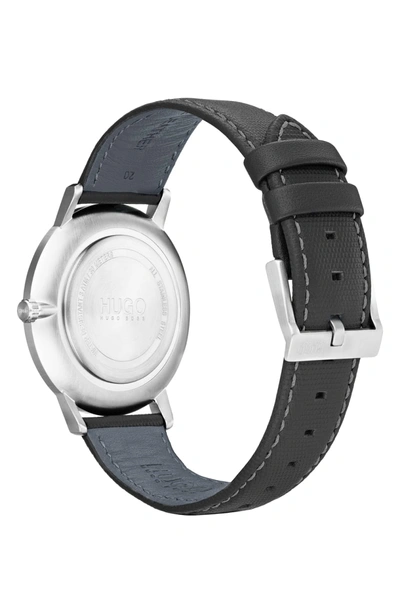 Shop Hugo Exist Leather Strap Watch, 40mm In Grey