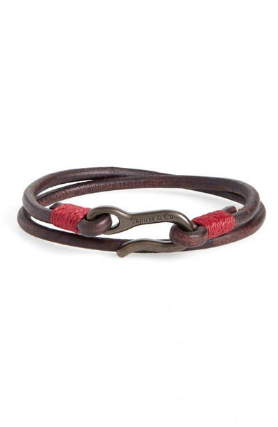 Shop Caputo & Co Leather Wrap Bracelet In Dark Brown