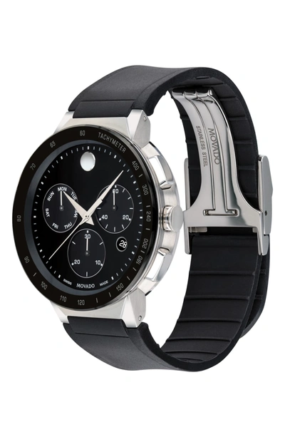 Shop Movado Sapphire Chronograph Rubber Strap Watch, 43mm In Black