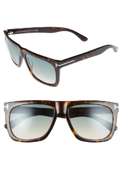 Shop Tom Ford Morgan 57mm Sunglasses In Dark Havana / Gradient Blue