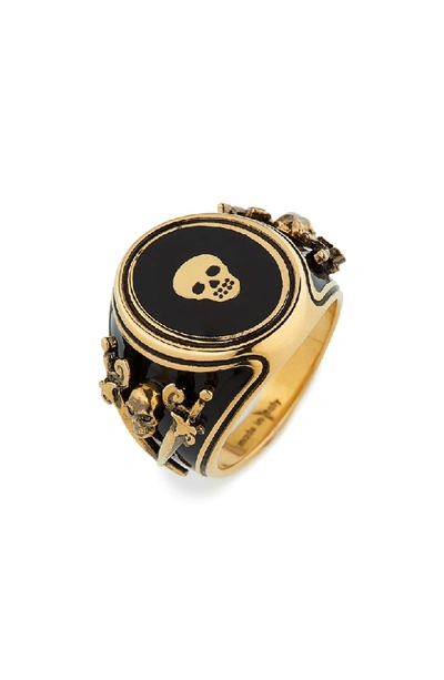 Shop Alexander Mcqueen Signet Ring In Gold