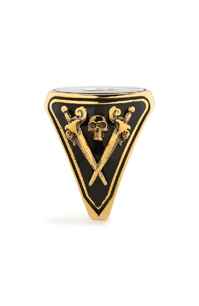 Shop Alexander Mcqueen Signet Ring In Gold