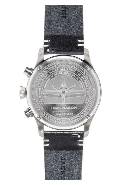 Shop Jack Mason Chronograph Leather Strap Watch, 42mm In Black/ Silver/ Black