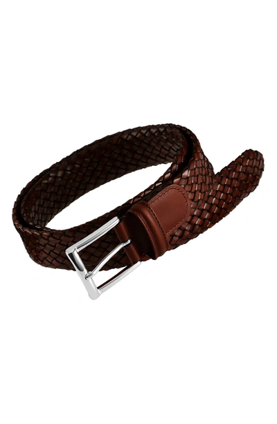 Shop Anderson's Woven Leather Belt In Brown