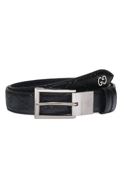 Shop Gucci Reversible Signature Leather Belt In Black