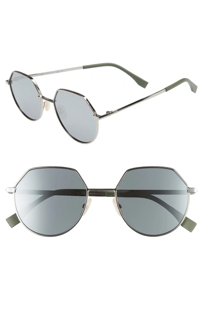 Shop Fendi 54mm Round Sunglasses In Ruthenium