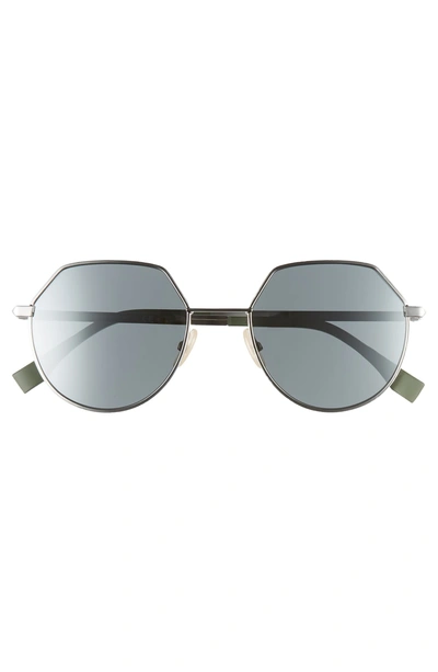 Shop Fendi 54mm Round Sunglasses In Ruthenium