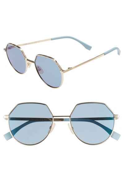 Shop Fendi 54mm Round Sunglasses In Gold