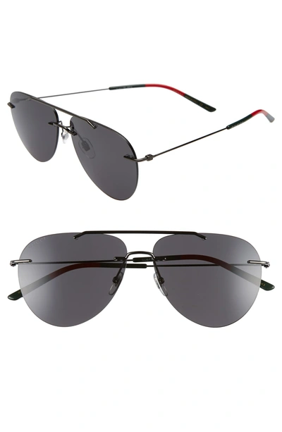 Shop Gucci 60mm Rimless Aviator Sunglasses In Ruthenium