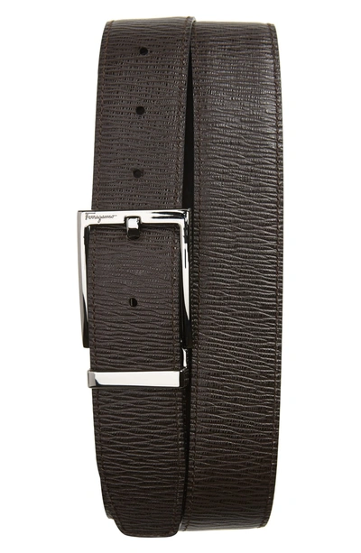 Shop Ferragamo Reversible Belt In Nero/ Fondente