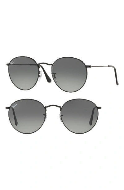 Shop Ray Ban Phantos 50mm Round Sunglasses In Black