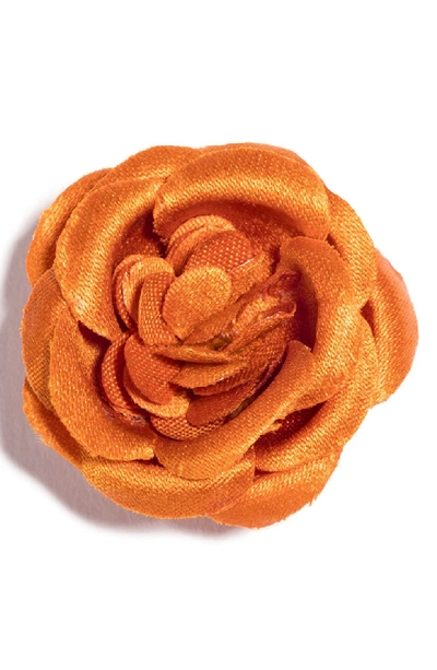 Shop Hook + Albert Satin Lapel Flower In Orange