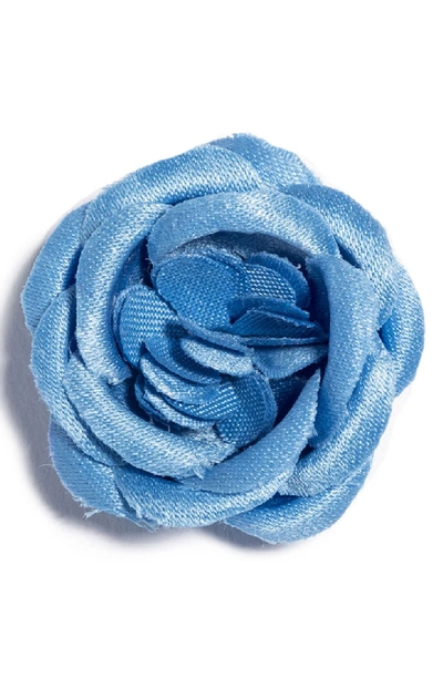 Shop Hook + Albert Satin Lapel Flower In Blue