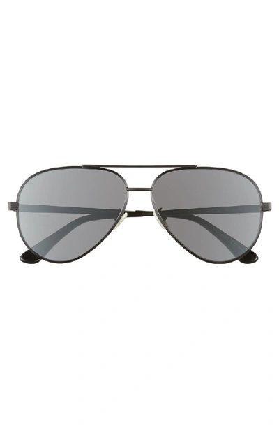 Shop Saint Laurent Classic 11 Zero 60mm Aviator Sunglasses In Black