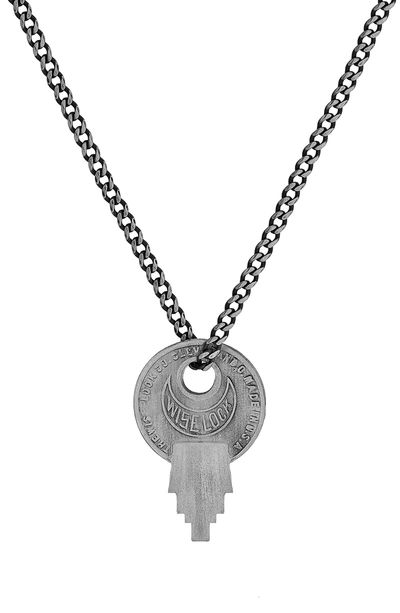 Shop Miansai Wise Lock Sterling Silver Pendant Necklace In Brushed Silver