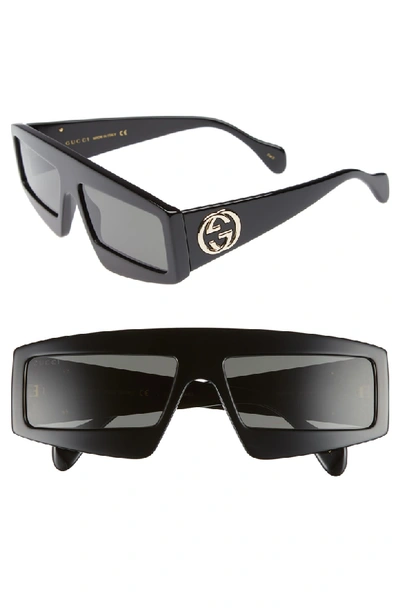 Shop Gucci 61mm Square Sunglasses In Black