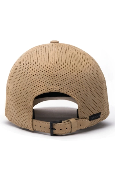 Shop Melin Voyage Elite Leather Ball Cap - Beige In Khaki