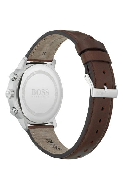 Shop Hugo Boss Attitude Chronograph Leather Strap Watch, 44mm In Parchment