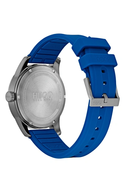 Shop Hugo Automatic Silicone Strap Watch, 40mm In Blue