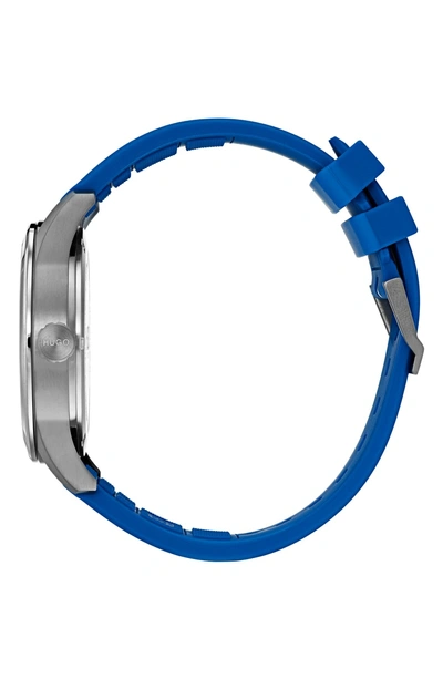 Shop Hugo Automatic Silicone Strap Watch, 40mm In Blue