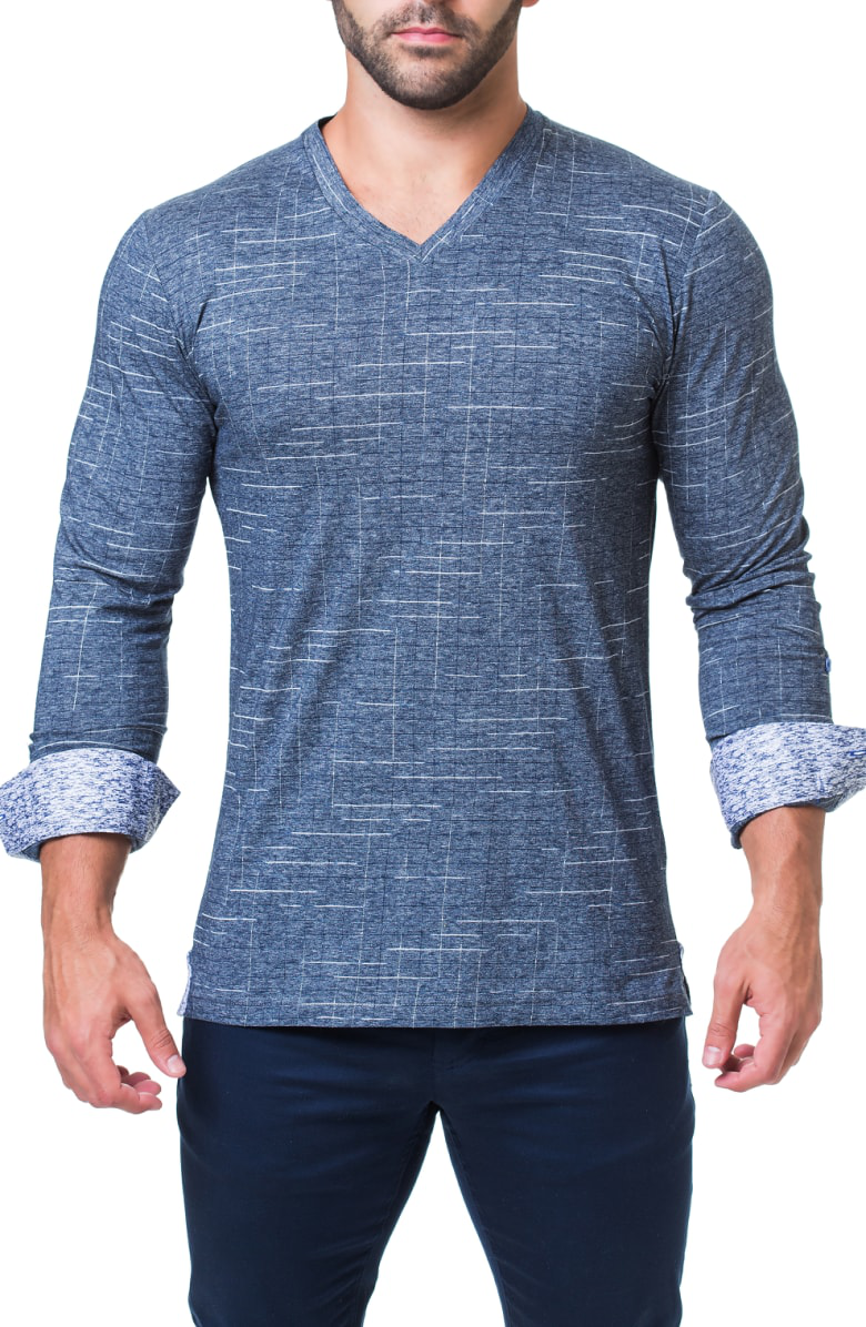 Maceoo Edison Trim Fit Check T-shirt In Blue | ModeSens