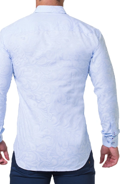 Shop Maceoo Fibonacci Flow Trim Fit Sport Shirt In Blue
