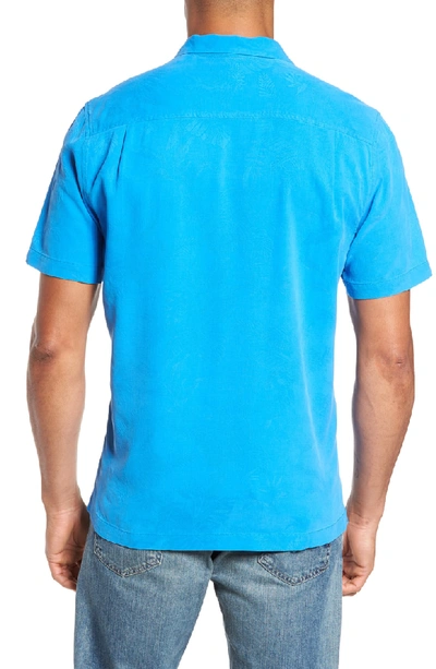 Shop Tommy Bahama St Lucia Fronds Silk Camp Shirt In Santorini Blue