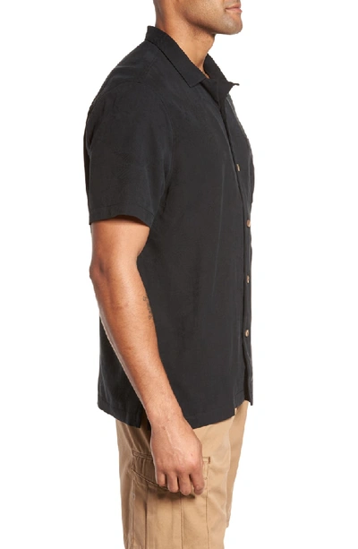 Shop Tommy Bahama St Lucia Fronds Silk Camp Shirt In Black