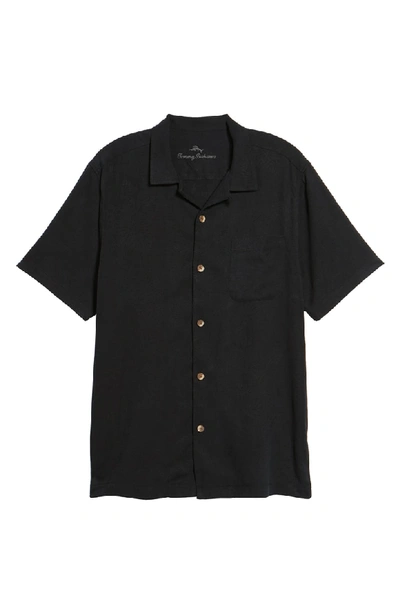 Shop Tommy Bahama St Lucia Fronds Silk Camp Shirt In Black
