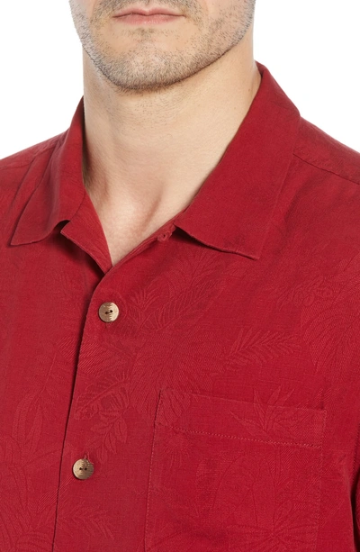 Shop Tommy Bahama St Lucia Fronds Silk Camp Shirt In Red/ Plum Raisin