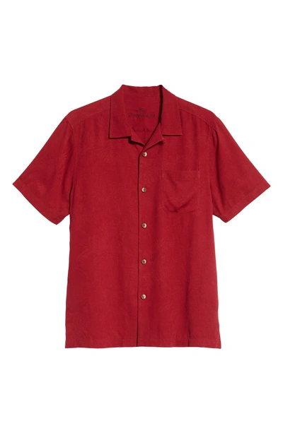 Shop Tommy Bahama St Lucia Fronds Silk Camp Shirt In Red/ Plum Raisin