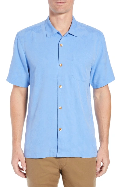 Shop Tommy Bahama St Lucia Fronds Silk Camp Shirt In New Blue Opal