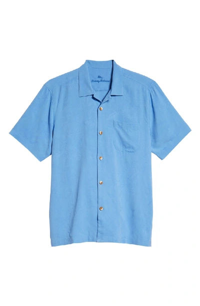 Shop Tommy Bahama St Lucia Fronds Silk Camp Shirt In New Blue Opal