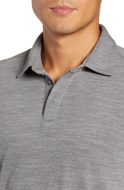Shop Z Zegna Trim Fit Wool Long Sleeve Polo Shirt In Grey