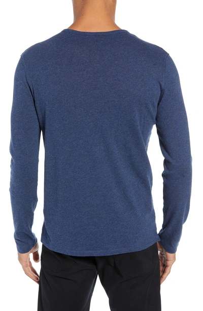 Shop Vince Long Sleeve Henley In H Blue