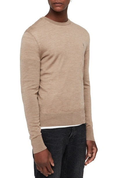 Shop Allsaints Mode Slim Fit Merino Wool Sweater In Almond Brown Marl