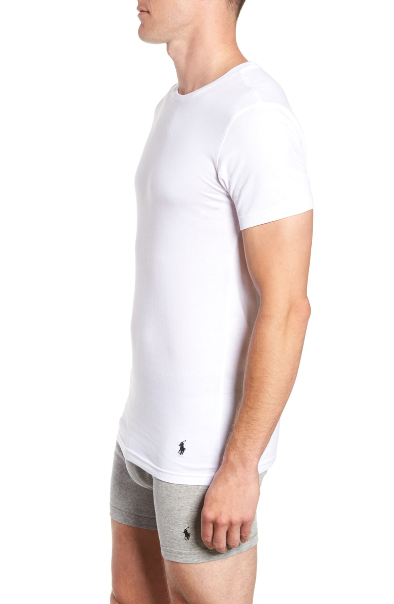 Polo Ralph Lauren Men's Undershirt, Slim Fit Classic Cotton Crews 3 Pack In White | ModeSens
