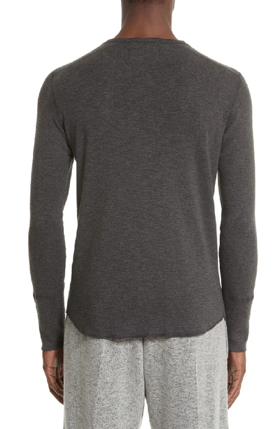 Shop Wings + Horns Base Long Sleeve Henley In Heather Charcoal