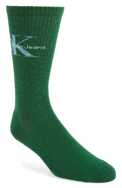 Shop Calvin Klein Logo Socks In Green