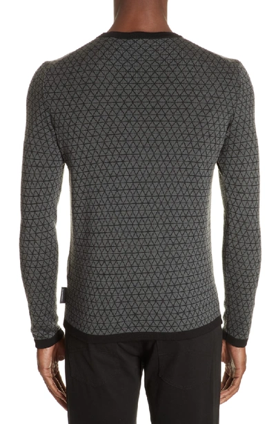 Shop Emporio Armani Crewneck Wool Sweater In Grey Multi