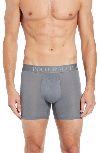 Shop Polo Ralph Lauren 2-pack Cotton & Modal Boxer Briefs In Marine Grey/ Polo Black