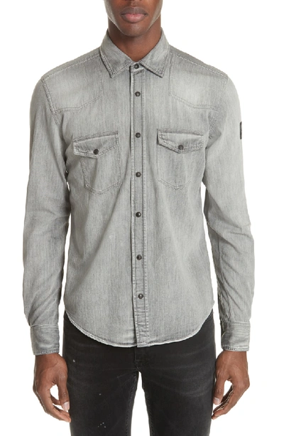 Shop Belstaff Somerfod Denim Shirt In Grey