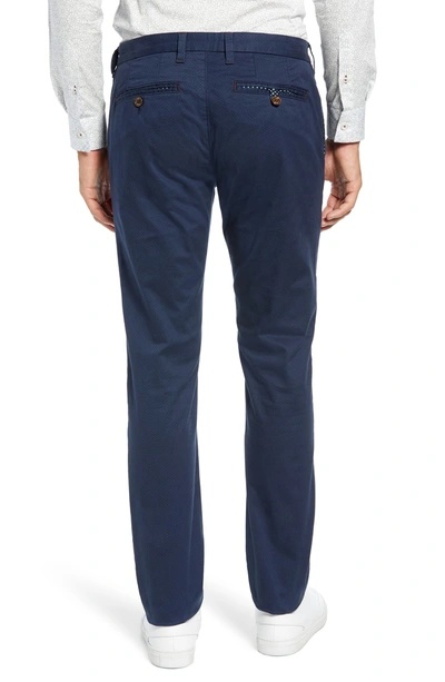 Shop Ted Baker Nalloe Dot Print Slim Trousers In Navy
