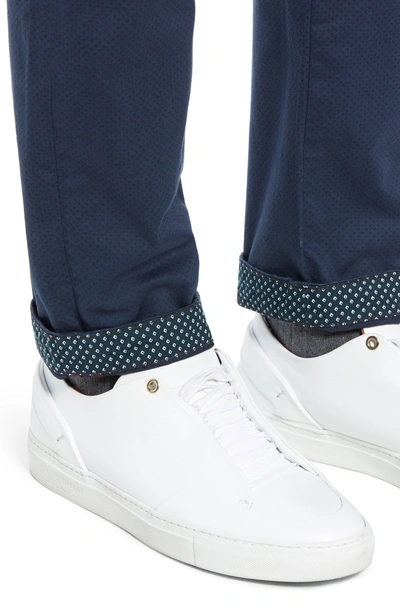 Shop Ted Baker Nalloe Dot Print Slim Trousers In Navy